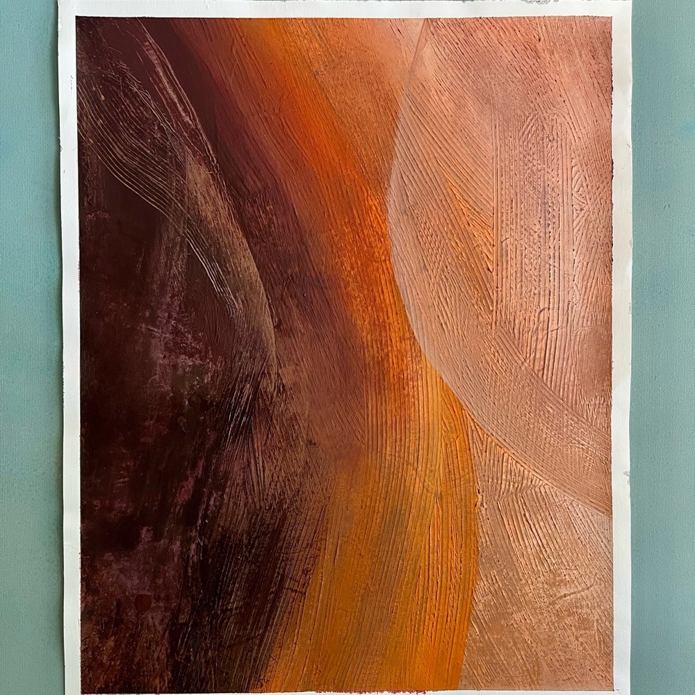 Abstract Orange and Brown Unframed Wall Art